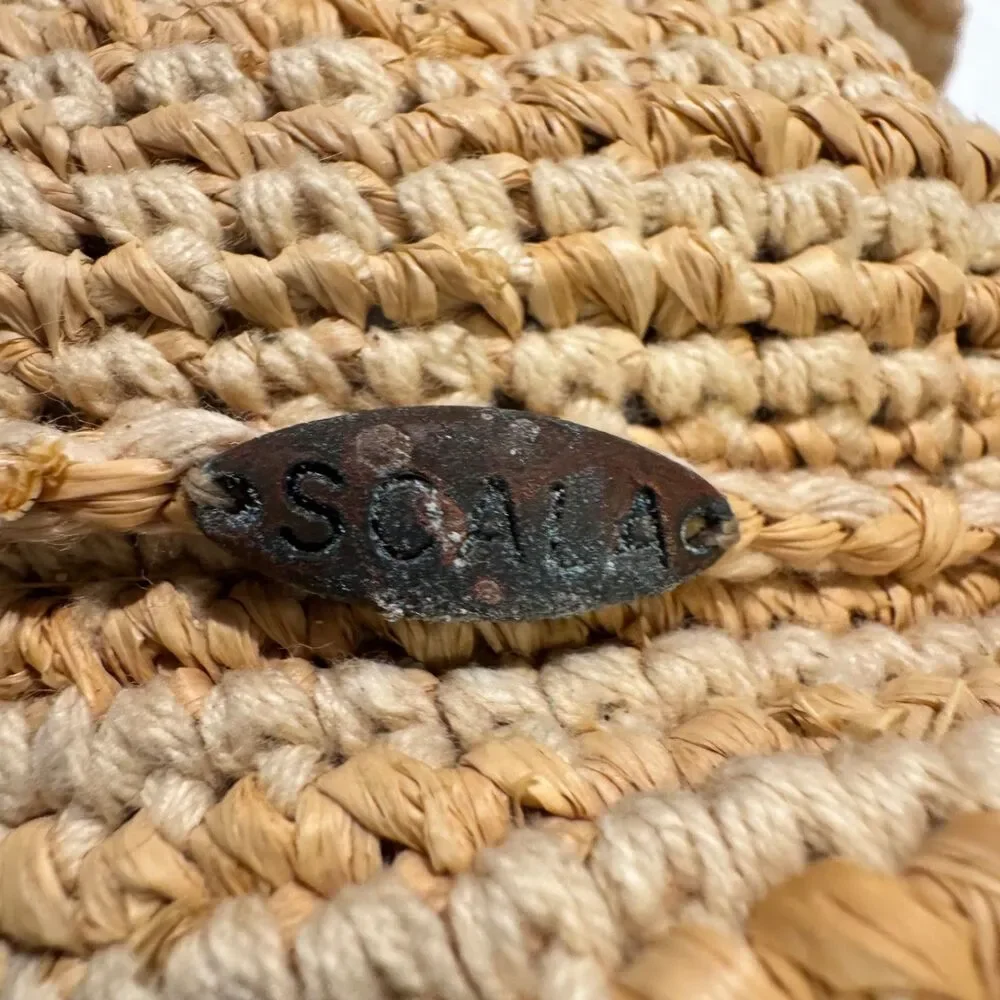 Scala Crocheted Raffia Straw Sun Hat Wide Brim Bow One size